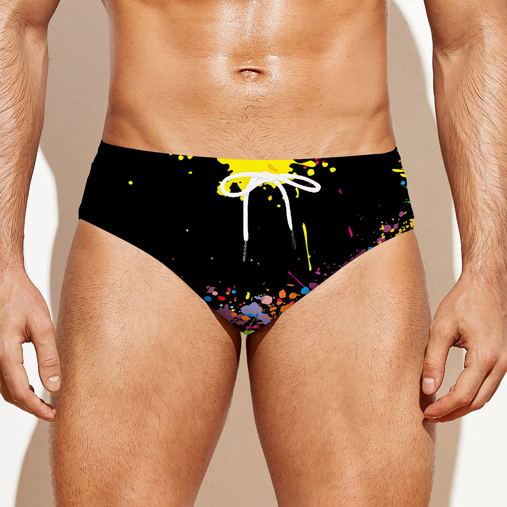 Colorful Splash Yin Yang Print Men's Swim Briefs