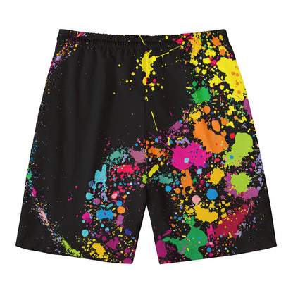 Colorful Splash Yin Yang Print Men's Swim Trunks