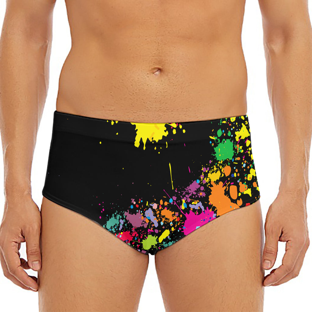 Colorful Splash Yin Yang Print Men's Triangle Swim Briefs