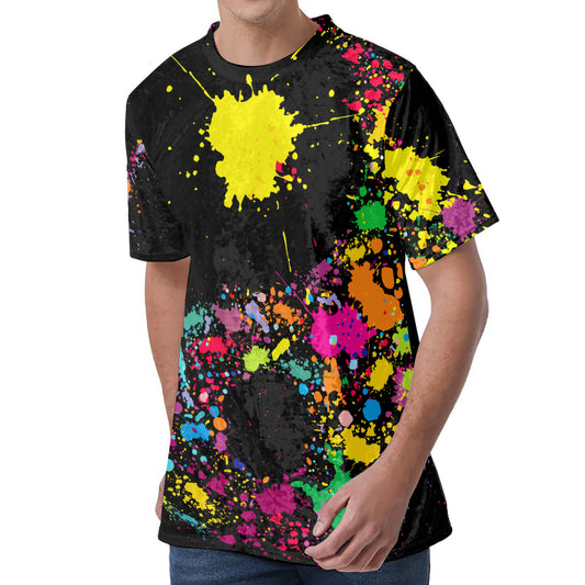 Colorful Splash Yin Yang Print Men's Velvet T-Shirt