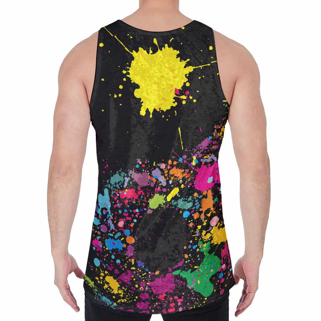 Colorful Splash Yin Yang Print Men's Velvet Tank Top