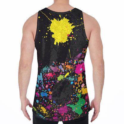 Colorful Splash Yin Yang Print Men's Velvet Tank Top