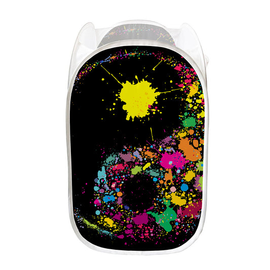 Colorful Splash Yin Yang Print Mesh Laundry Hamper