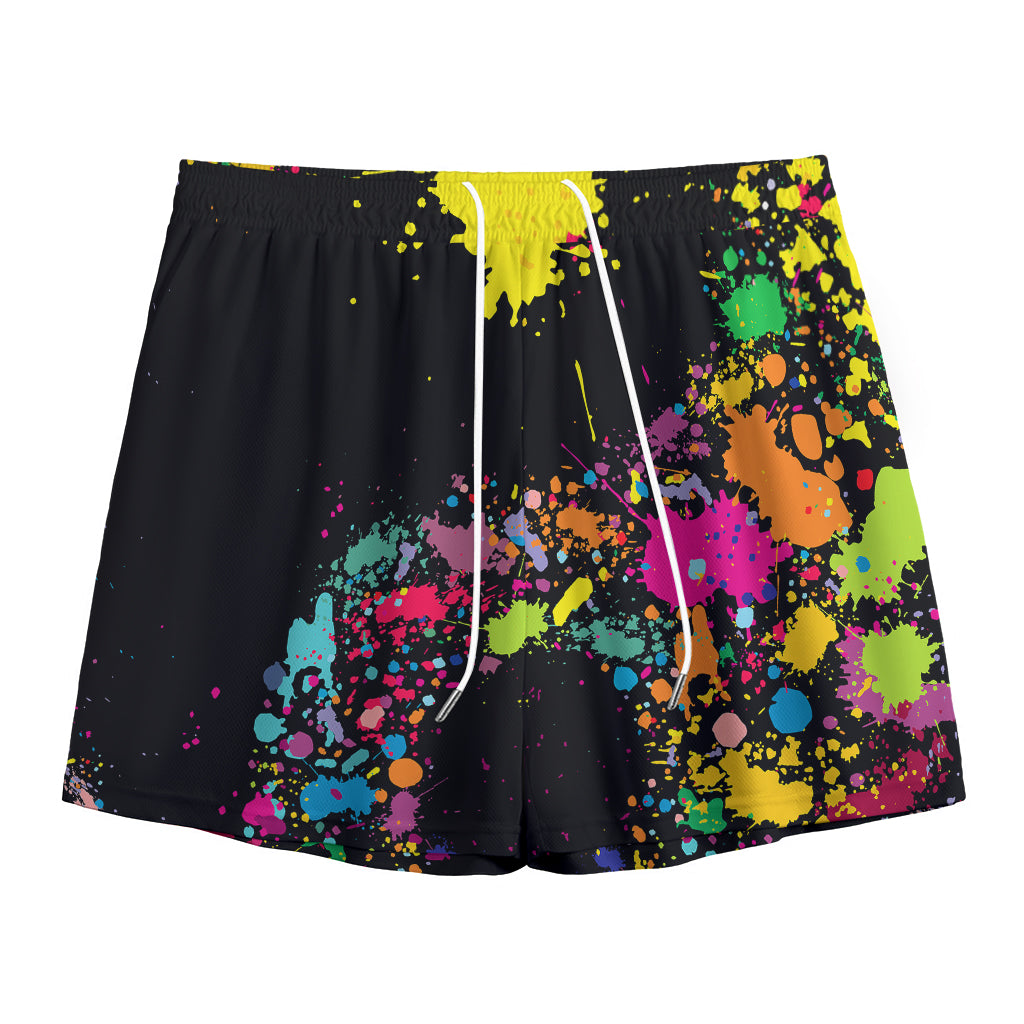 Colorful Splash Yin Yang Print Mesh Shorts