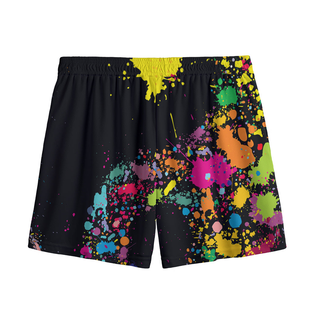 Colorful Splash Yin Yang Print Mesh Shorts