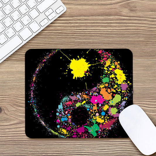 Colorful Splash Yin Yang Print Mouse Pad