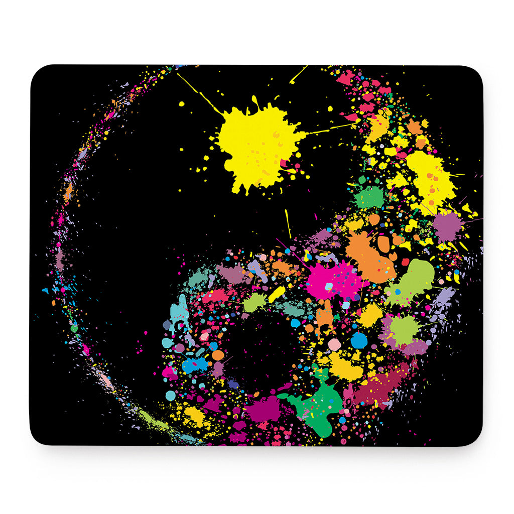 Colorful Splash Yin Yang Print Mouse Pad