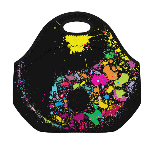 Colorful Splash Yin Yang Print Neoprene Lunch Bag