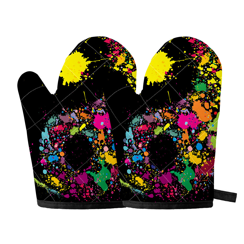 Colorful Splash Yin Yang Print Oven Mitts