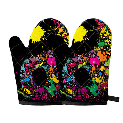 Colorful Splash Yin Yang Print Oven Mitts