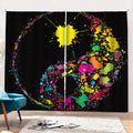 Colorful Splash Yin Yang Print Pencil Pleat Curtains