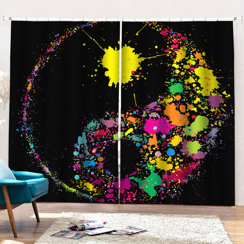 Colorful Splash Yin Yang Print Pencil Pleat Curtains