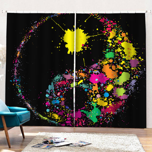 Colorful Splash Yin Yang Print Pencil Pleat Curtains