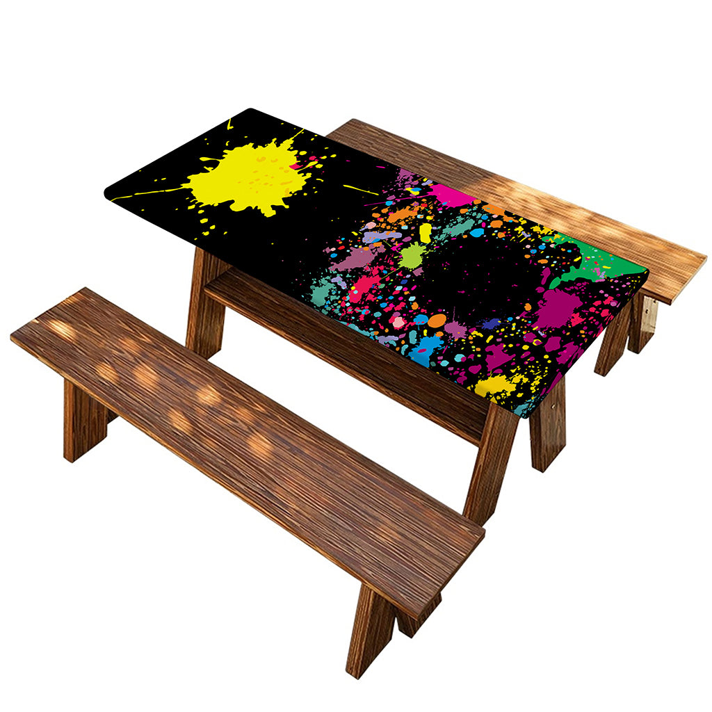 Colorful Splash Yin Yang Print Picnic Table Cover