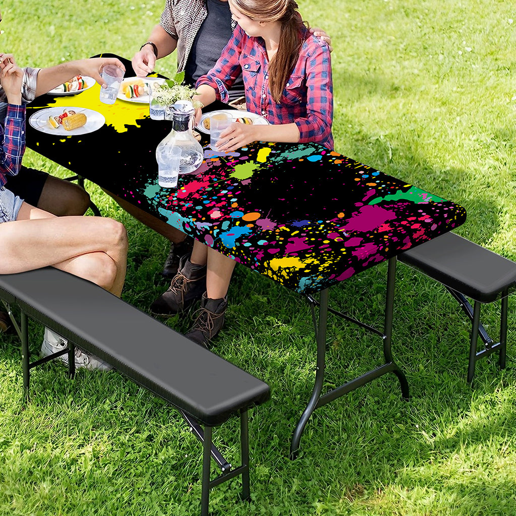 Colorful Splash Yin Yang Print Picnic Table Cover