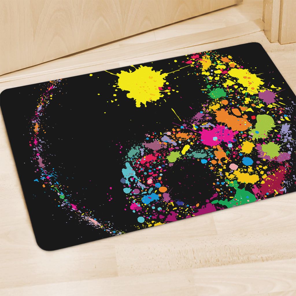 Colorful Splash Yin Yang Print Polyester Doormat