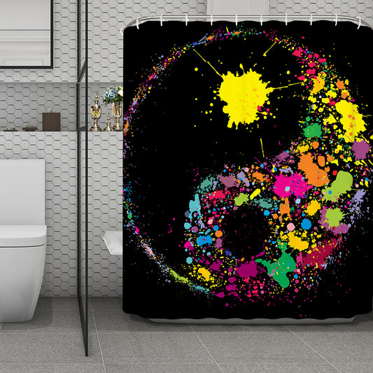 Colorful Splash Yin Yang Print Polyester Shower Curtain
