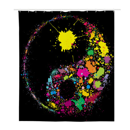 Colorful Splash Yin Yang Print Polyester Shower Curtain