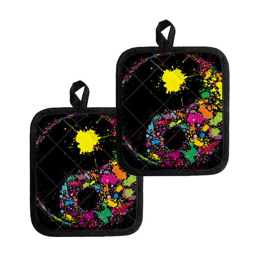 Colorful Splash Yin Yang Print Pot Holders