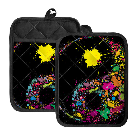 Colorful Splash Yin Yang Print Pot Holders With Pocket