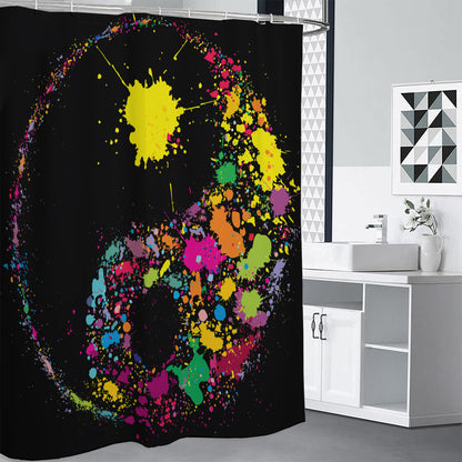 Colorful Splash Yin Yang Print Premium Shower Curtain