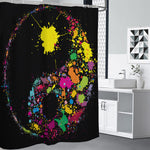 Colorful Splash Yin Yang Print Premium Shower Curtain
