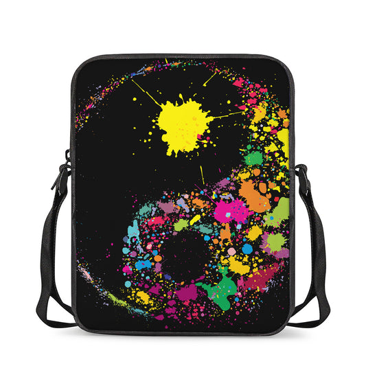 Colorful Splash Yin Yang Print Rectangular Crossbody Bag