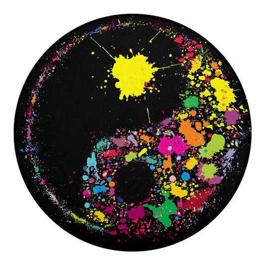 Colorful Splash Yin Yang Print Round Blanket