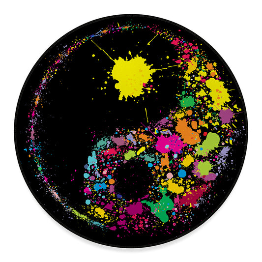 Colorful Splash Yin Yang Print Round Floor Mat