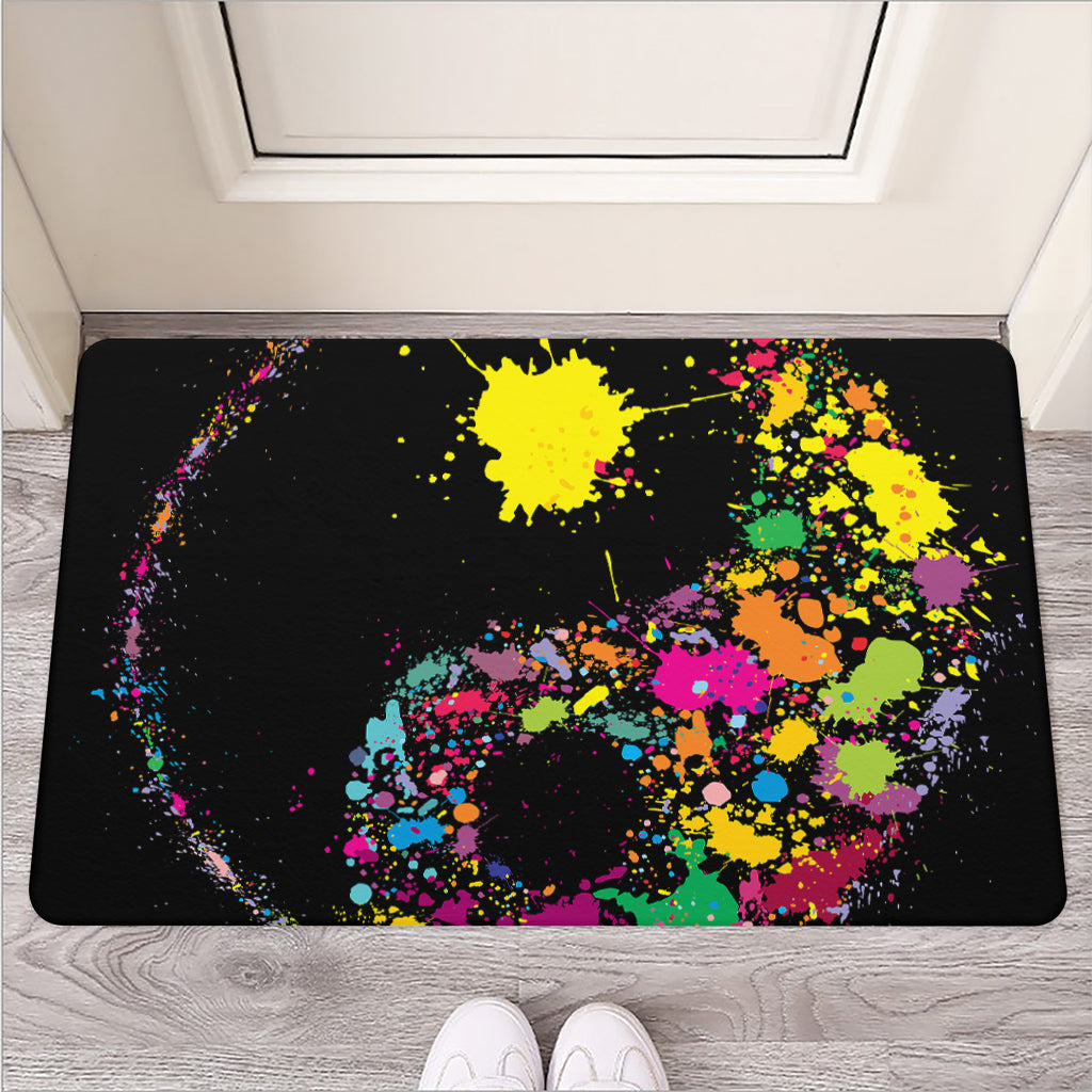 Colorful Splash Yin Yang Print Rubber Doormat