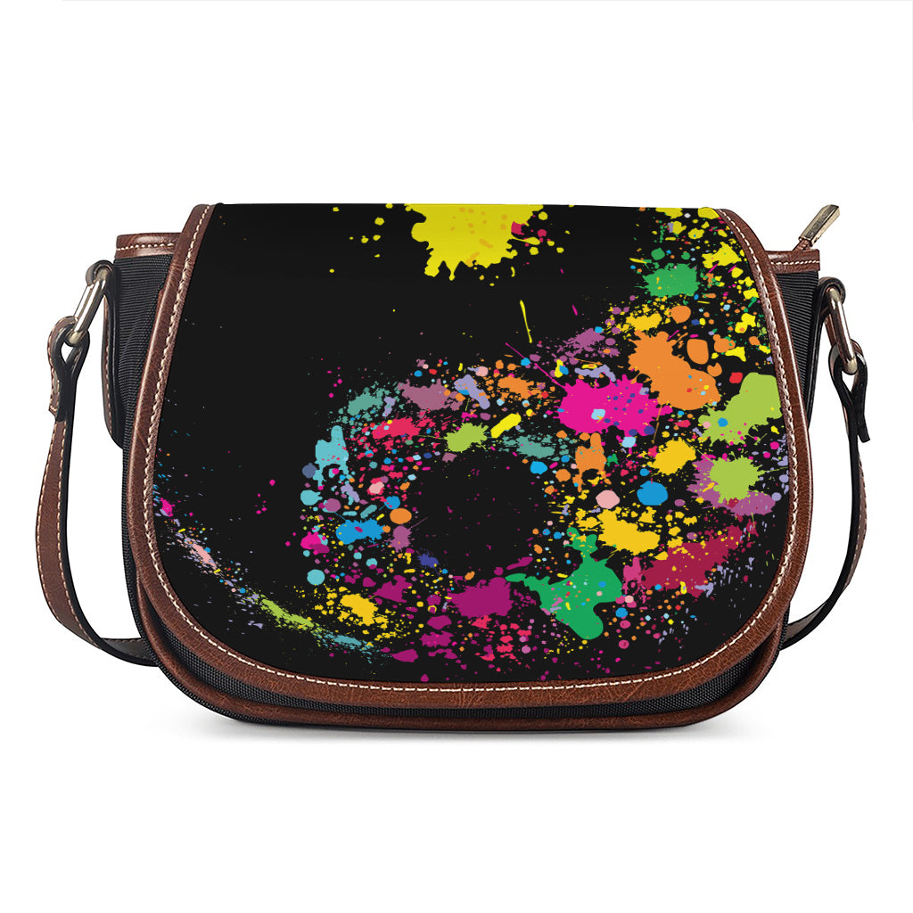 Colorful Splash Yin Yang Print Saddle Bag