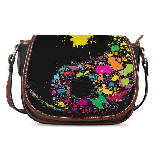 Colorful Splash Yin Yang Print Saddle Bag