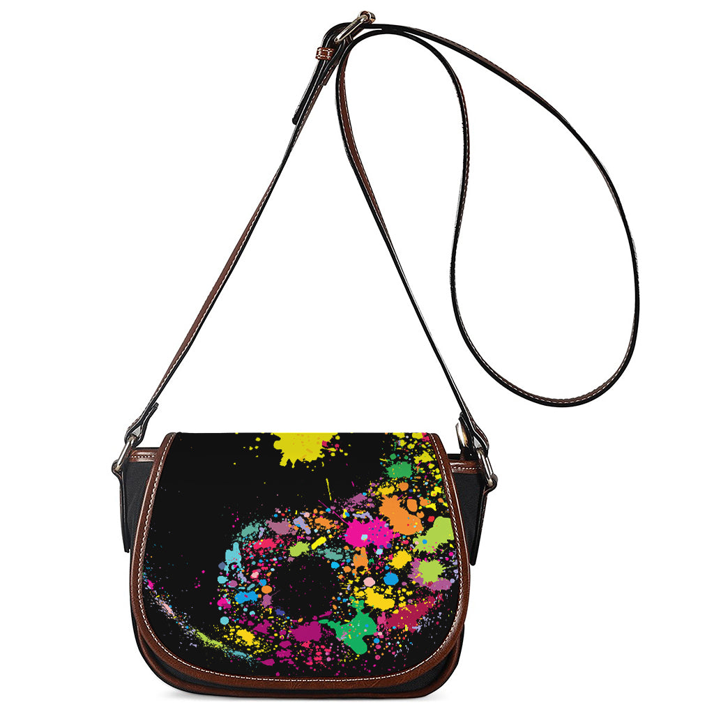 Colorful Splash Yin Yang Print Saddle Bag