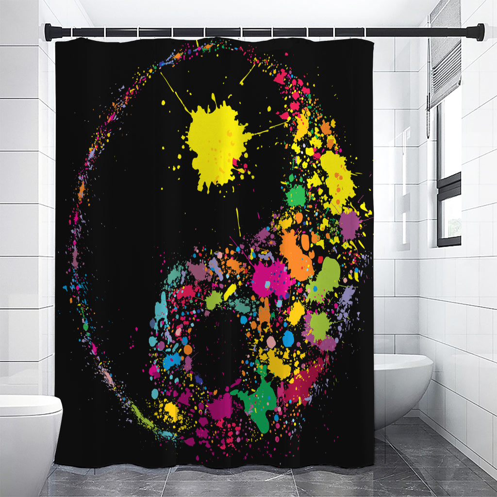 Colorful Splash Yin Yang Print Shower Curtain