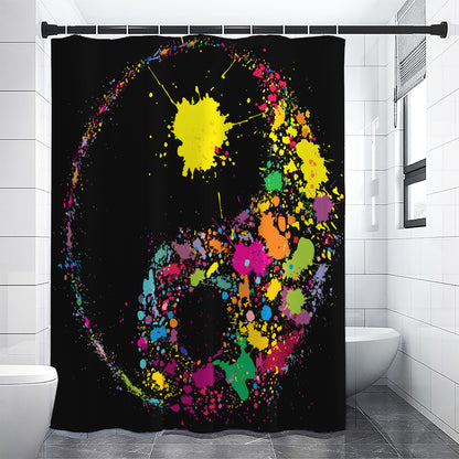 Colorful Splash Yin Yang Print Shower Curtain