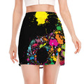Colorful Splash Yin Yang Print Side Slit Mini Skirt