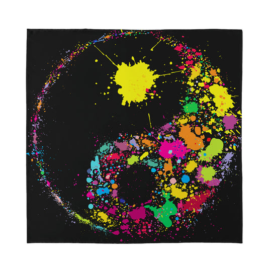 Colorful Splash Yin Yang Print Silk Bandana
