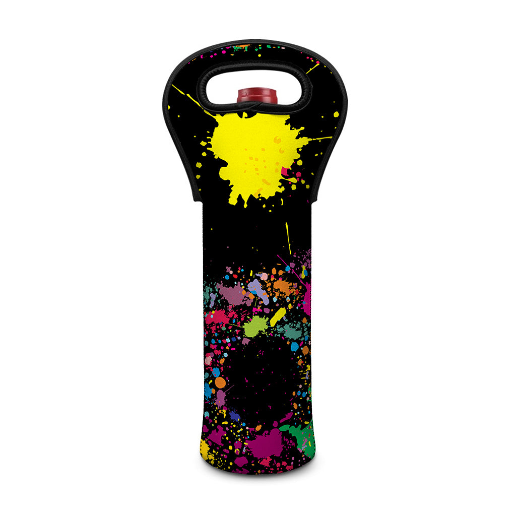 Colorful Splash Yin Yang Print Single Neoprene Wine Tote
