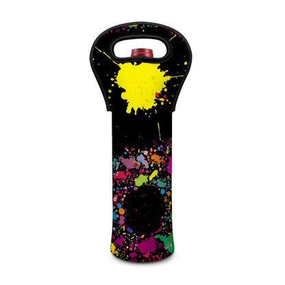 Colorful Splash Yin Yang Print Single Neoprene Wine Tote