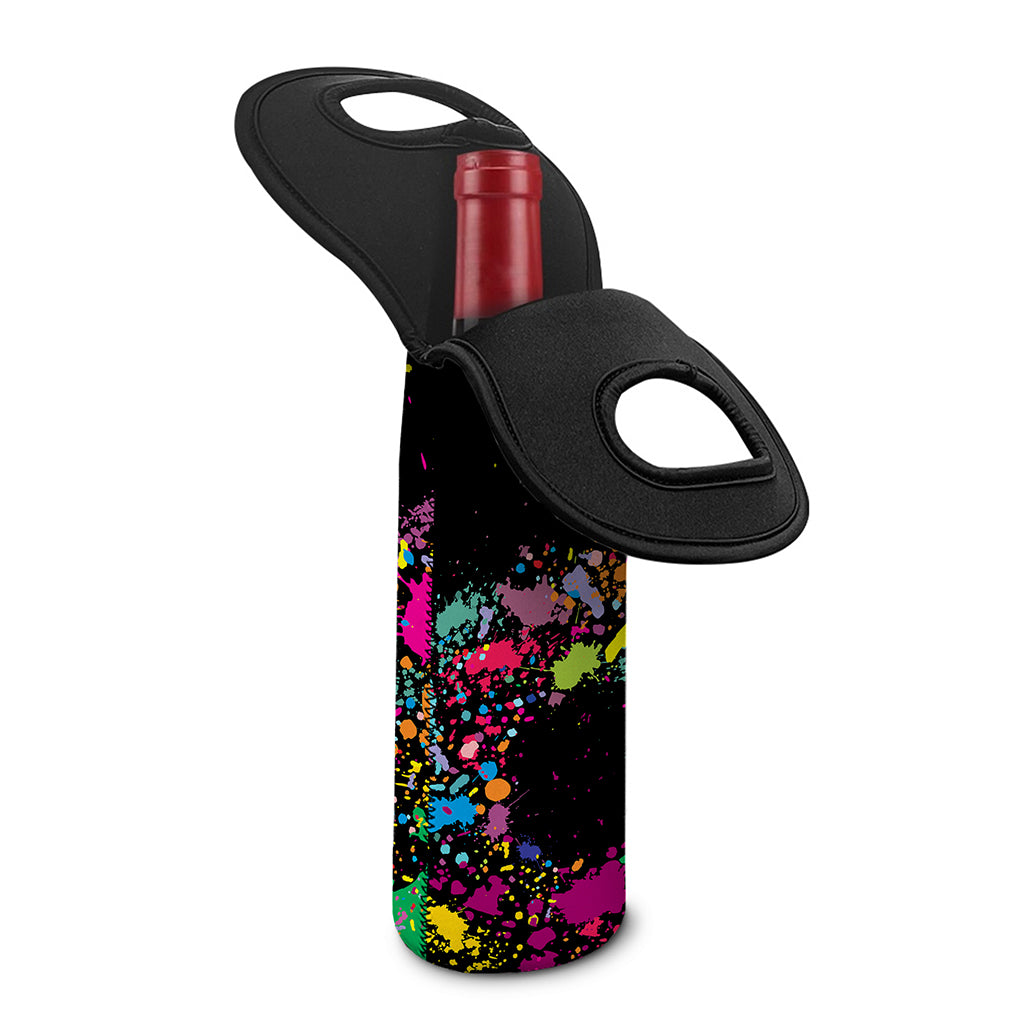 Colorful Splash Yin Yang Print Single Neoprene Wine Tote