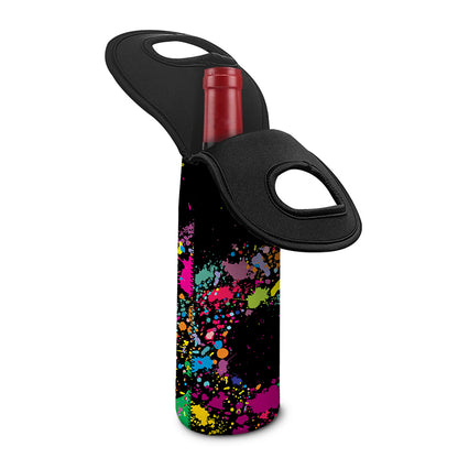 Colorful Splash Yin Yang Print Single Neoprene Wine Tote
