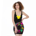 Colorful Splash Yin Yang Print Sleeveless Bodycon Dress