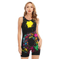 Colorful Splash Yin Yang Print Sleeveless One Piece Swimsuit