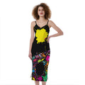 Colorful Splash Yin Yang Print Slim Fit Midi Cami Dress