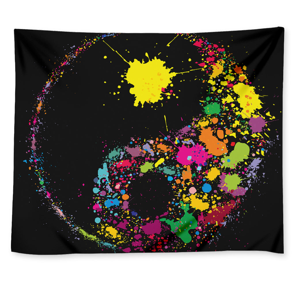 Colorful Splash Yin Yang Print Tapestry