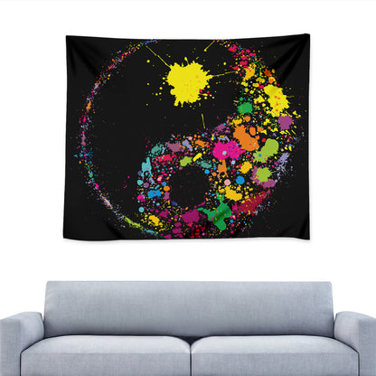 Colorful Splash Yin Yang Print Tapestry