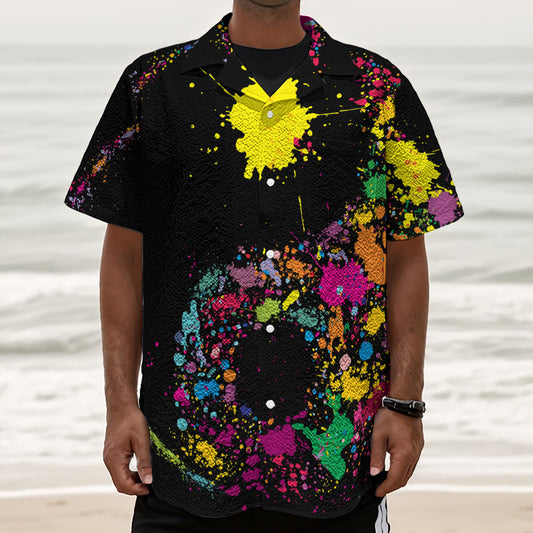 Colorful Splash Yin Yang Print Textured Short Sleeve Shirt