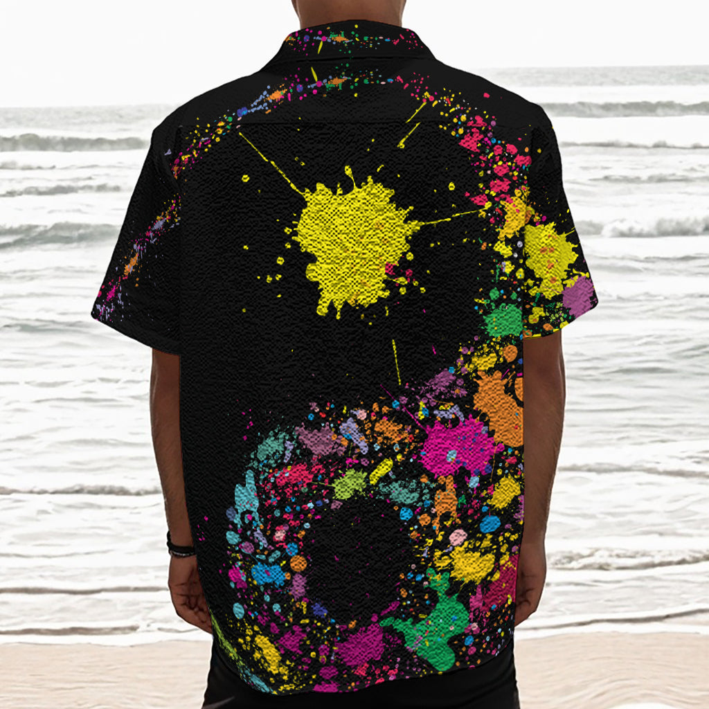 Colorful Splash Yin Yang Print Textured Short Sleeve Shirt