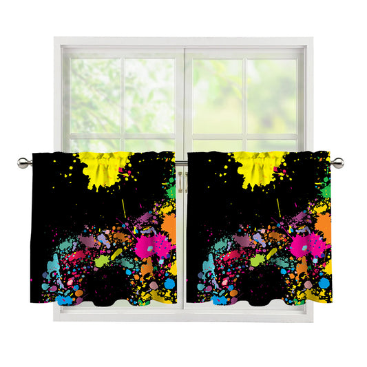 Colorful Splash Yin Yang Print Tier Curtains