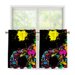 Colorful Splash Yin Yang Print Tier Curtains